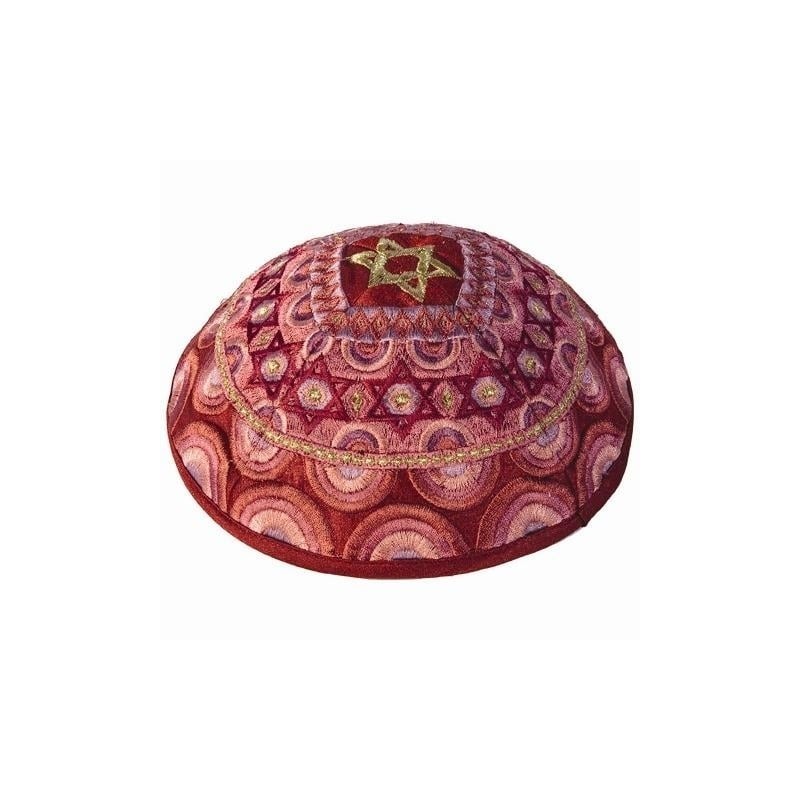 יאיר עמנואל כיפה רקומה משי - מגני דוד